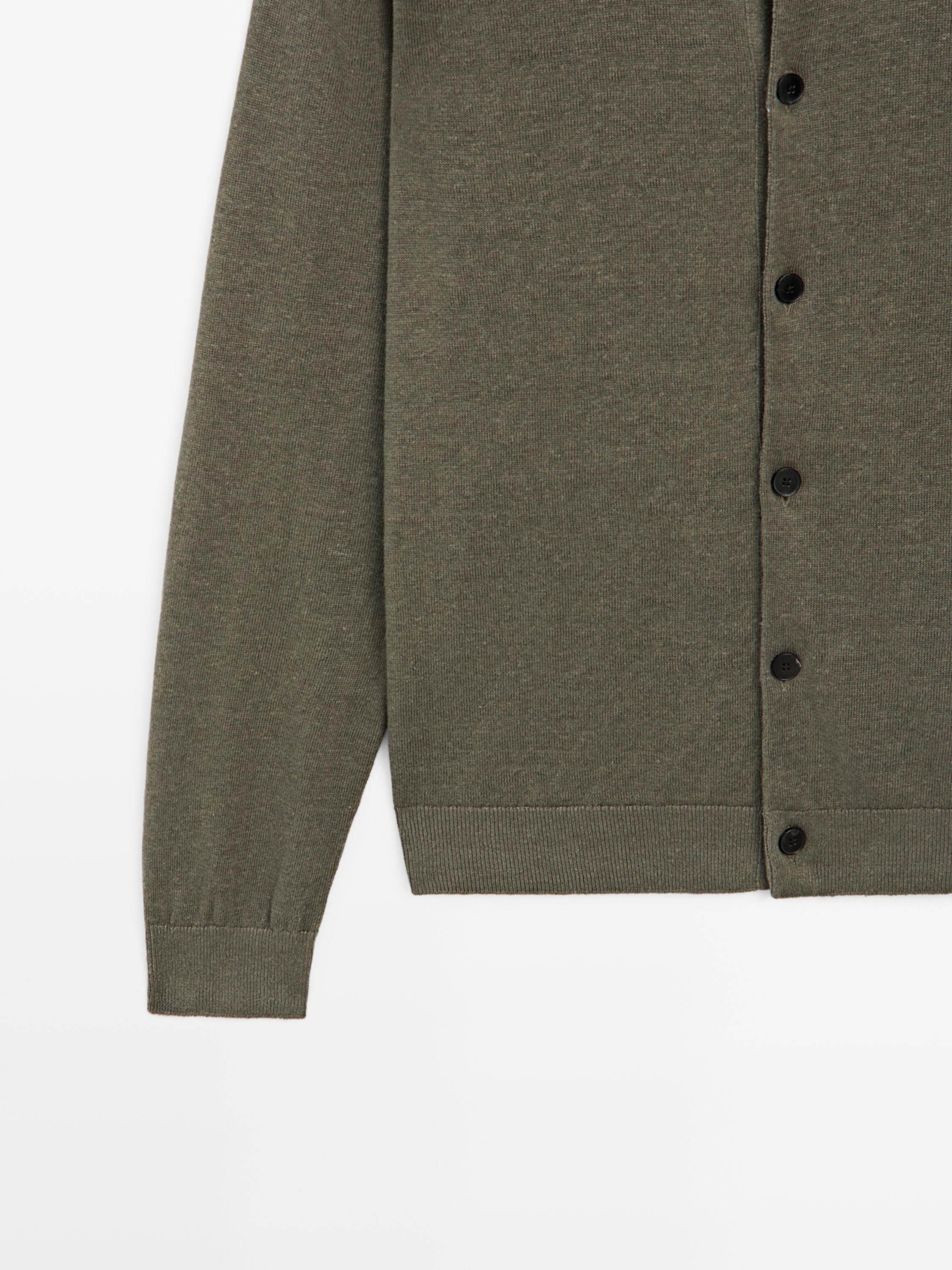 Linen knit cardigan with buttons
